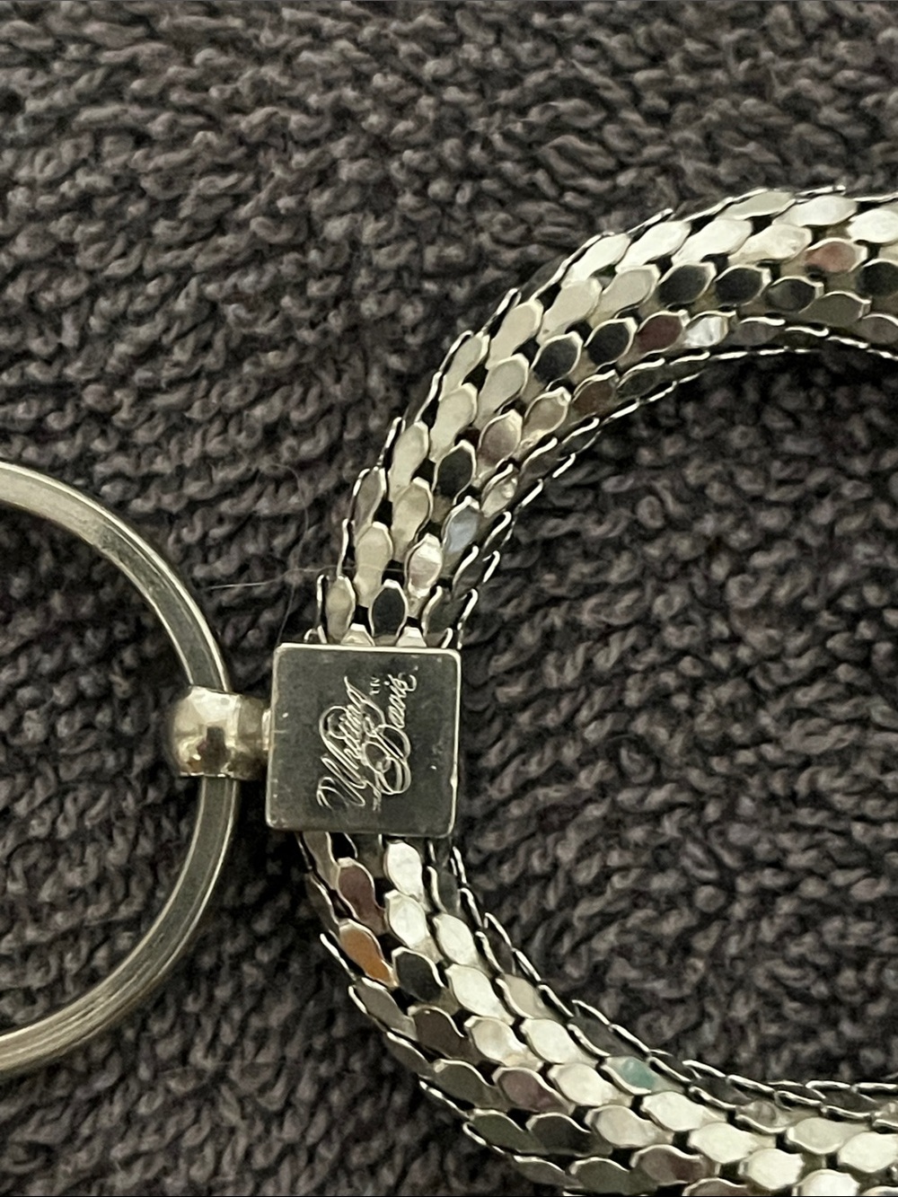 Whiting & Davis Shiny Silver Braided Loop Keychain. 1980’s - Picture 2 of 2